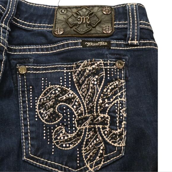 Miss‎ Me Easy Skinny Fluer-De-Lis Pockets Stretch Women's Size 28 x 32 - Picture 2 of 11